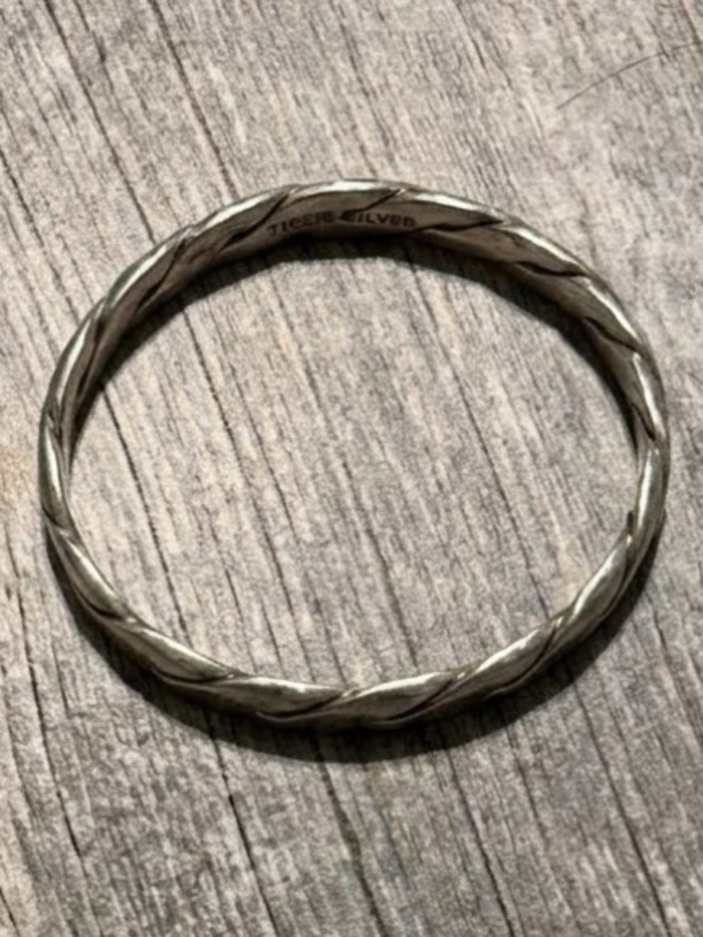 Vintage (1940) Mexico/Taxco 925 Sterling Silver Flat Twist Bangle Bracelet